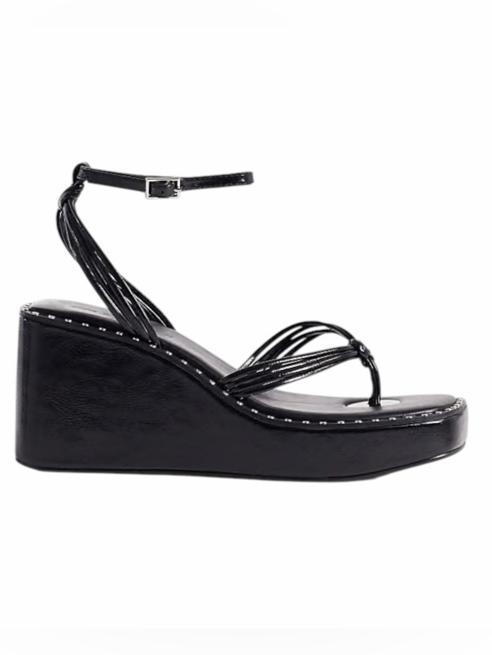ASOS Design Barely There Toe Thong Black Wedge